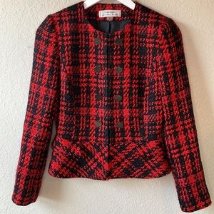 TAHARI Peplum Tweed Jacket Size 2